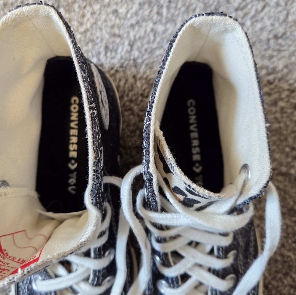 Converse Custom All Star Glitter Leopard Hi Top Limited Edition Sneaker 5.5 - Picture 11 of 14